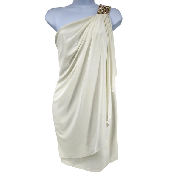 Cache Cream One Shoulder Dress with Gold Detail - Picture 1 of 8